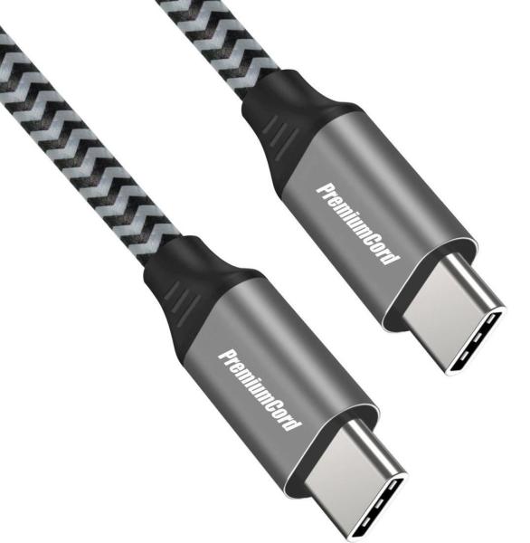 PREMIUMCORD Kábel USB-C M/ M,  100W 20V/ 5A 480Mbps bavlnené opletenie,  1, 5 m