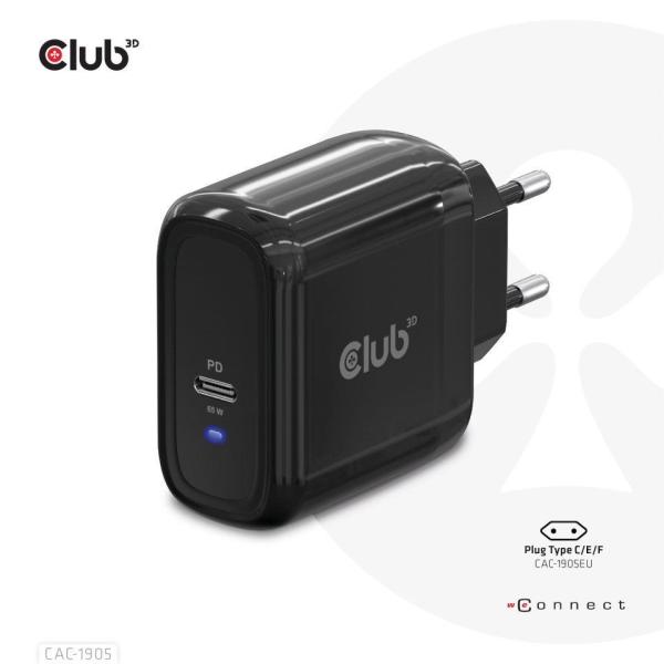 Cestovná nabíjačka Club3D PPS 65W technológia GAN, USB Type-C, Power Delivery(PD) 3.0 Podpora3