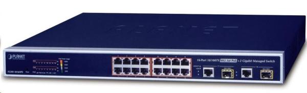 Planet FGSW-1816HPS PoE switch 16x 100-TX,  2x 1000-T/ SFP,  PoE 802.3at