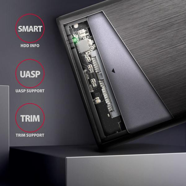 AXAGON EE25-A6M,  USB 3.2 Gen 1 - SATA 6G 2.5" kovový box RAW,  bez skrutiek3