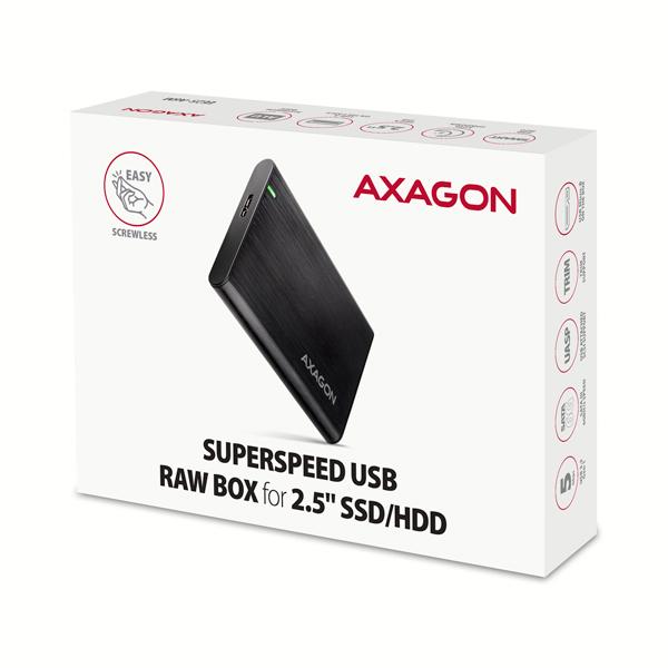 AXAGON EE25-A6M,  USB 3.2 Gen 1 - SATA 6G 2.5" kovový box RAW,  bez skrutiek8