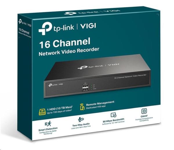 TP-Link VIGI NVR1016H,  videorekordér,  16 channels,  1x100Mb/ s LAN,  1xVGA, 2xUSB2.0, 1xHDMI3