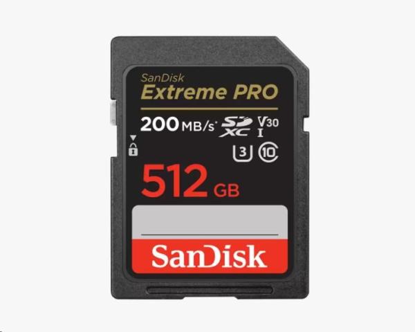 Karta SanDisk SDXC 512 GB Extreme PRO (200 MB/ s triedy 10,  UHS-I U3 V30)