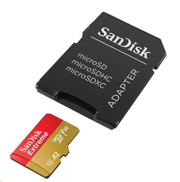 Karta SanDisk micro SDXC 64GB Extreme (170 MB/ s Class 10,  UHS-I U3 V30) + adaptér1