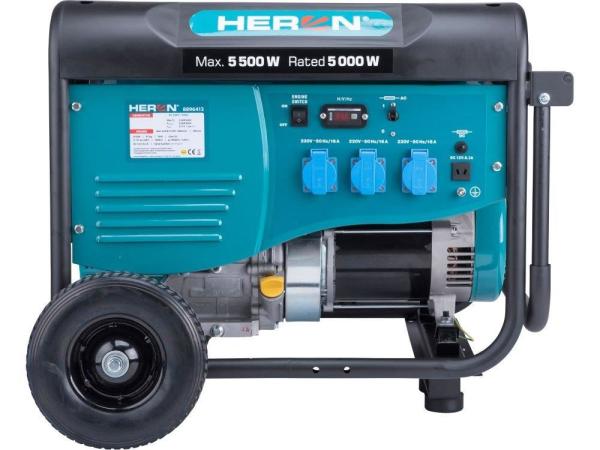 HERON 8896413 elektrocentrála benzínová 13HP/ 5, 5kW,  pro svařování,  podvozek3