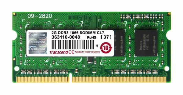 SODIMM DDR3 2GB 1066MHz TRANSCEND 1Rx8 CL7