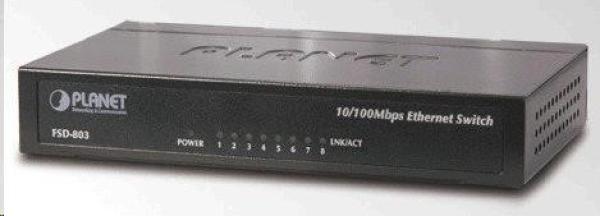 Planet FSD-803 Switch,  8x10/ 100Base-TX,  10",  kov,  desktop,  fanless