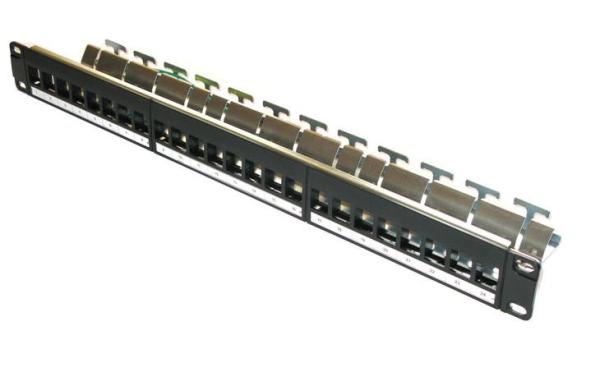 19" modulární stíněný patch panel XtendLan 24port,  černý