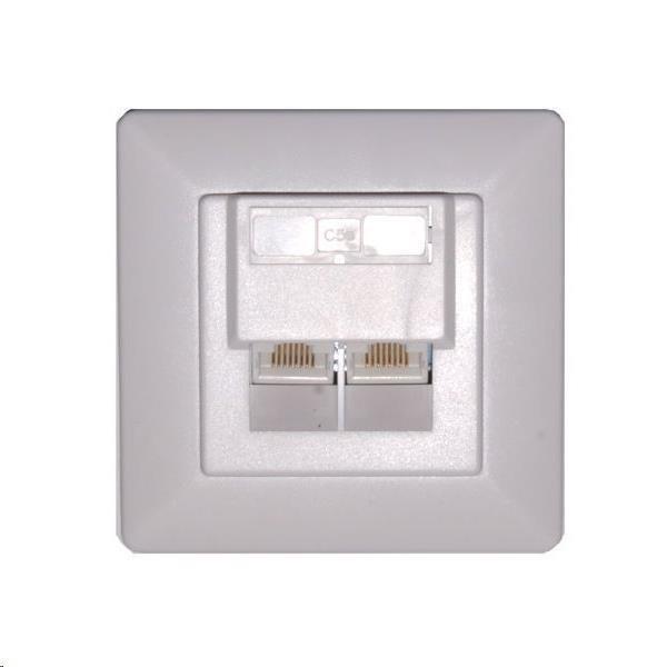 Zásuvka UTP 2x RJ45 Cat6,  duální svorkovnice,  pod omítku