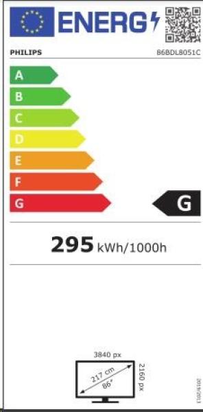 Philips 86BDL8051C/00 86", IPS 10bit, E-LED, 3840x2160, 350cd/m2, 500.000:1, 18/71