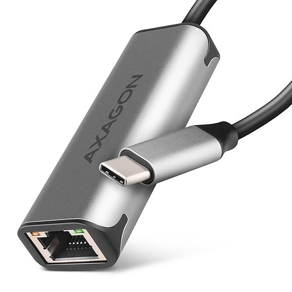 AXAGON ADE-25RC,  USB-C 3.2 Gen 1-2.5 Gigabitová sieťová karta Ethernet,  Realtek 8156,  automatická inštalácia,  sivá