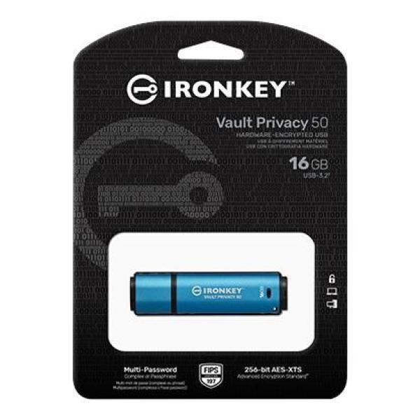 Kingston 16GB IronKey Vault Privacy 50 AES-256 šifrovanie,  FIPS 1972