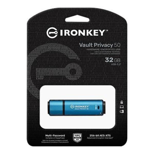 Kingston 32GB IronKey Vault Privacy 50 AES-256 šifrovanie,  FIPS 1971