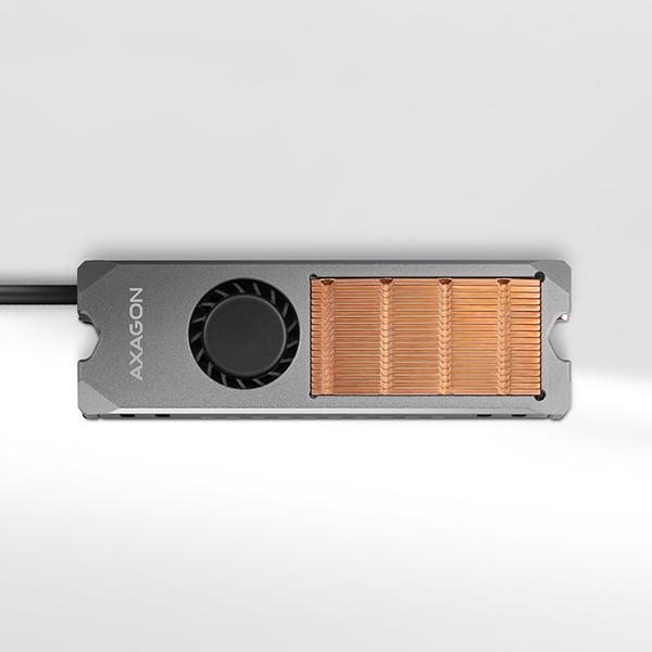 AXAGON CLR-M2FAN,  medený chladič s ventilátorom pre jedno aj obojstranný M.2 SSD disk,  výška 13 mm4
