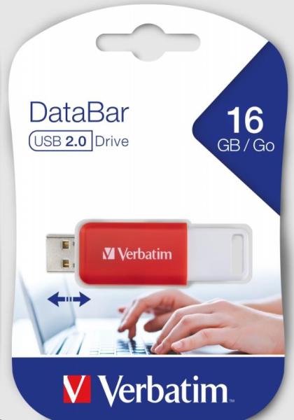 VERBATIM Flash disk 16GB DataBar USB 2.0 Disk,  červený3