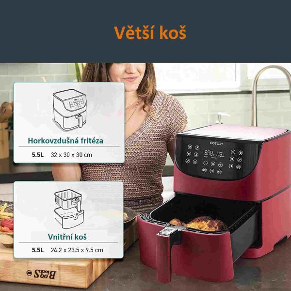 BAZAR - Cosori CP158-AF PREMIUM – horkovzdušná digitální fritéza, red - Poškozený obal (Komplet)5