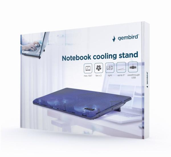 Stojan na notebook GEMBIRD NBS-2F15-05, pre notebooky do 15,6", LED, čierny5