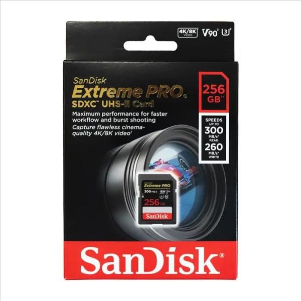 SanDisk SDHC karta 256GB Extreme PRO (300 MB/ s,  Class 10,  UHS-II U3 V90)1
