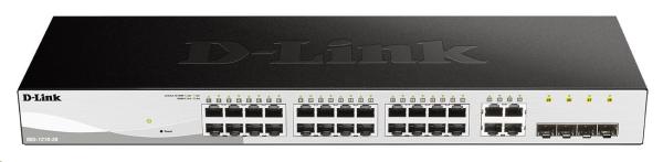 D-Link DGS-1210-28 28-portový gigabitový prepínač Smart+,  24x GbE,  4x RJ45/ SFP,  bez ventilátora