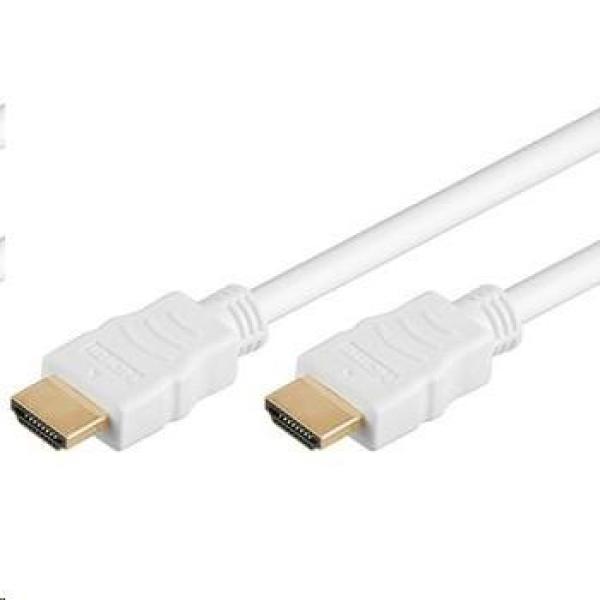 PremiumCord HDMI High Speed + Ethernet kábel, biely, pozlátené konektory, 10m