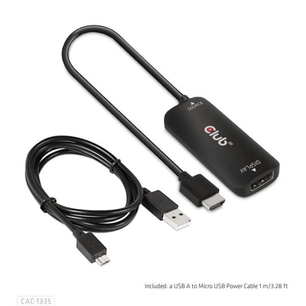 Club3D Adaptér HDMI + Micro USB na DisplayPort 4K120Hz/ 8K30Hz,  Active Adapter M/ F6