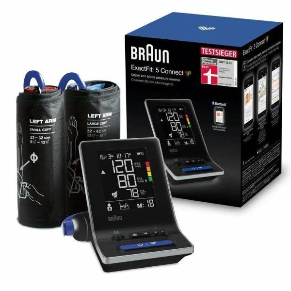 Braun ExactFit 5 CONNECT BUA6350 tlakoměr na paži,  detekce arytmie,  LCD displej,  Bluetooth