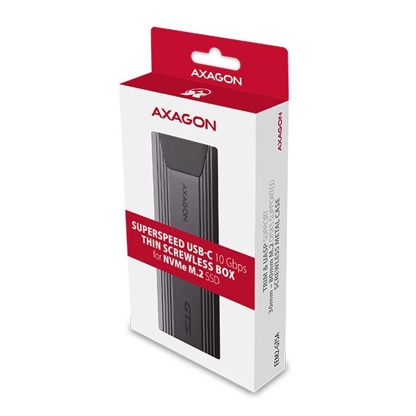 AXAGON EEM2-GTSA,  USB-C 3.2 Gen 2 - M.2 NVMe SSD kovový THIN box,  bez skrutiek10