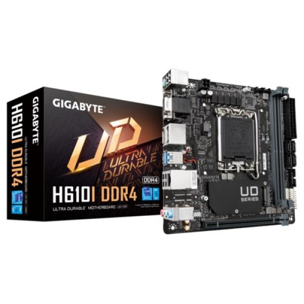 GIGABYTE MB Sc LGA1700 H610I DDR4,  Intel H610,  2xDDR4,  2xDP,  1xHDMI,  1xVGA,  mini-ITX