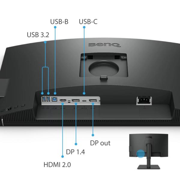 BENQ MT PD2500Q 25", IPS, 2560x1440, 350nits, 1K:1, 4ms, HDMI/ DP/ mDP/ DPout/ jack/ USB, repr, VESA, kábel:HDMI/ mDPtoDP/ USB, Gls Blac1