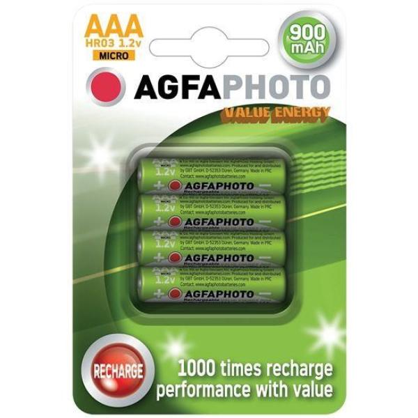 AgfaPhoto nabíjecí NiMH baterie AAA,  900mAh,  blistr 4ks