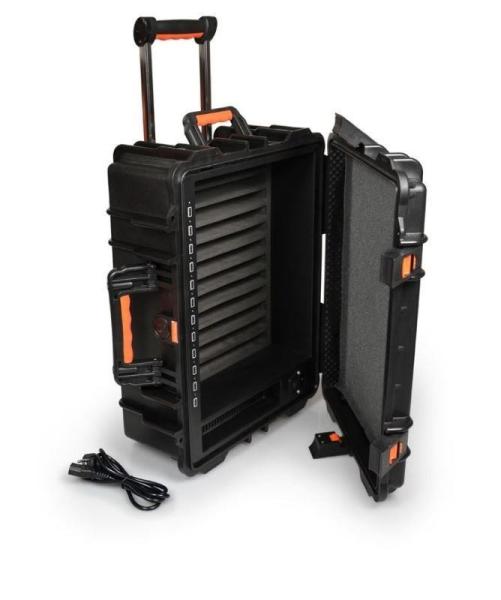 PORT CONNECT Rolling charging cabinet, nabíjací prepravný kufor na kolieskach pre 12 zariadení, čierny