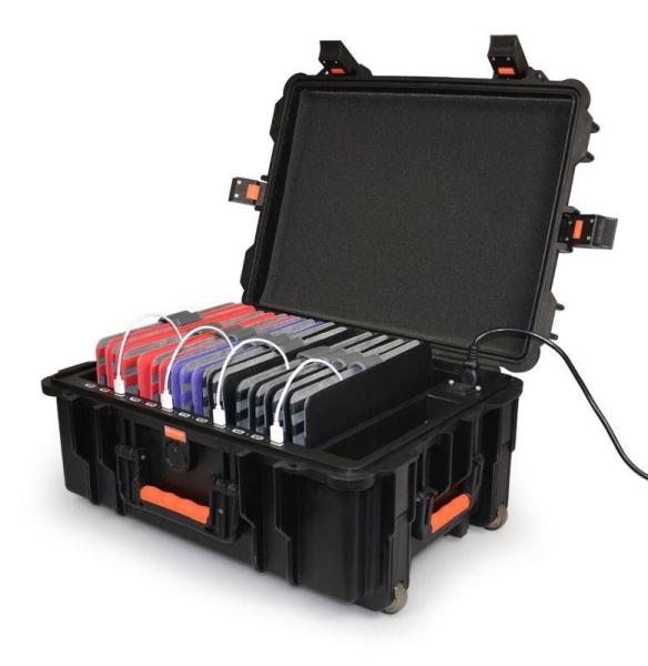 PORT CONNECT Rolling charging cabinet, nabíjací prepravný kufor na kolieskach pre 12 zariadení, čierny0