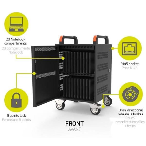 PORT nabíjecí skříňka pro 20 notebooků + 1 Rack U19",  černá1