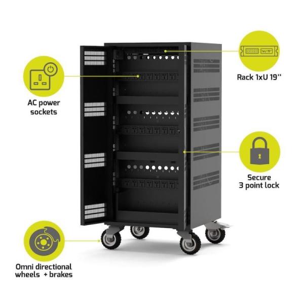 PORT nabíjecí skříňka pro 30 notebooků + 1 Rack U19",  černá3