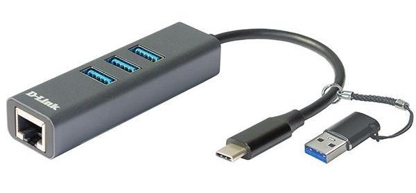 D-Link DUB-2332 USB-C/ USB to Gigabit Ethernet Adapter with 3x USB3.0 Hub