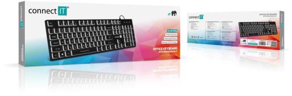 CONNECT IT kancelářská podsvícená klávesnice Chocolate WhiteStar,  CZ + SK verze,  černá3