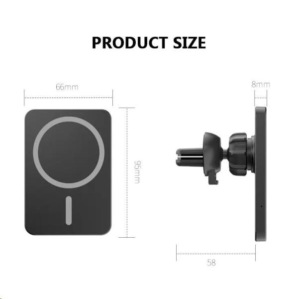 1stCOOL bezdrátová QI nabíječka 15W,  magnetická,  do auta,  MagSafe kompatibilní,  černá1