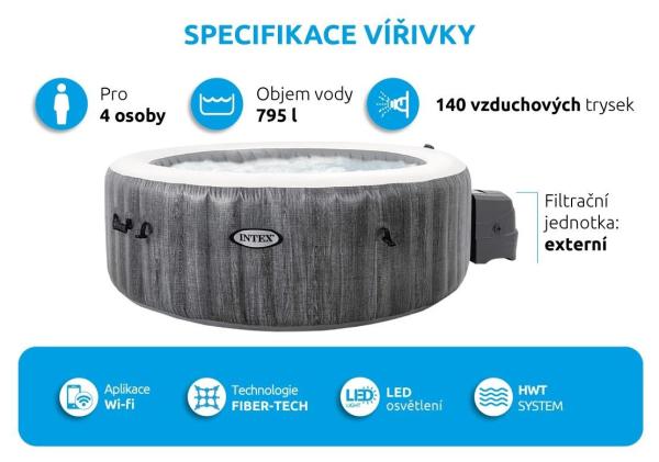 Intex vířivý bazén Pure Spa - Bubble Greywood Deluxe AP 43