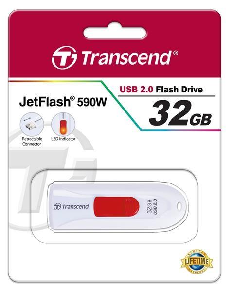 TRANSCEND Flash disk 32GB JetFlash®590W,  USB 2.0 (R:16/ W:6 MB/ s) biela4