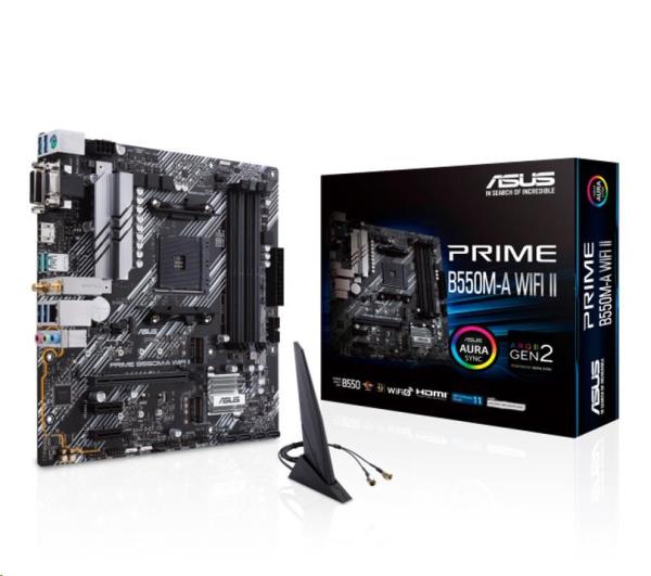 ASUS MB Sc AM4 PRIME B550M-A WIFI II,  AMD B550,  4xDDR4,  1xHDMI,  1xDVI,  1xVGA,  WI-FI,  mATX