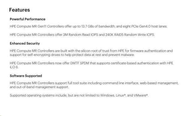 HPE MR216i-p Gen11 16 Internal Lanes/ No Cache SPDM PCI Plug-in Storage Controller (raid 0, 1, 10 only)3