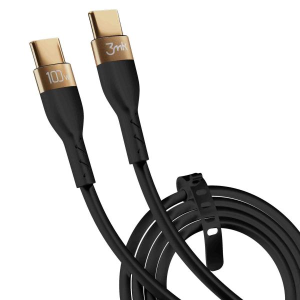 3mk datový kabel - Hyper Silicone Cable C to C 2m 100W,  černá0