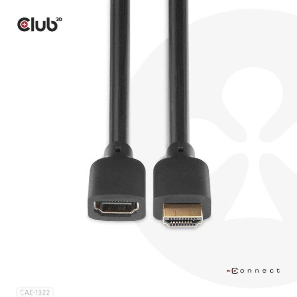 Club3D prodlužovací Ultra rychlý HDMI kabel,  4K120Hz,  8K60Hz,  48Gbps,  M/ F,  1m,  30 AWG2