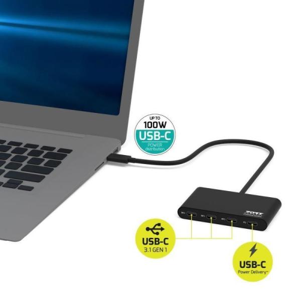 PORT hub USB-C s porty 3x USB-C 3.1 + 1x USB-C 100 W PD7