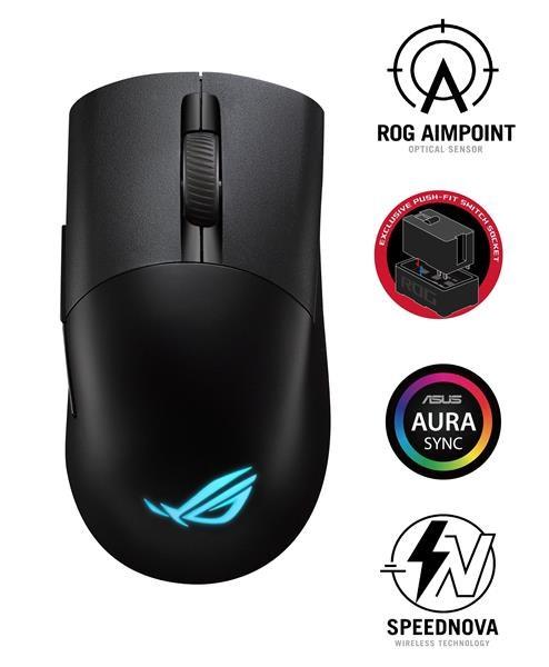ASUS myš ROG KERIS WIRELESS AIMPOINT (P709),  RGB,  Bluetooth,  černá