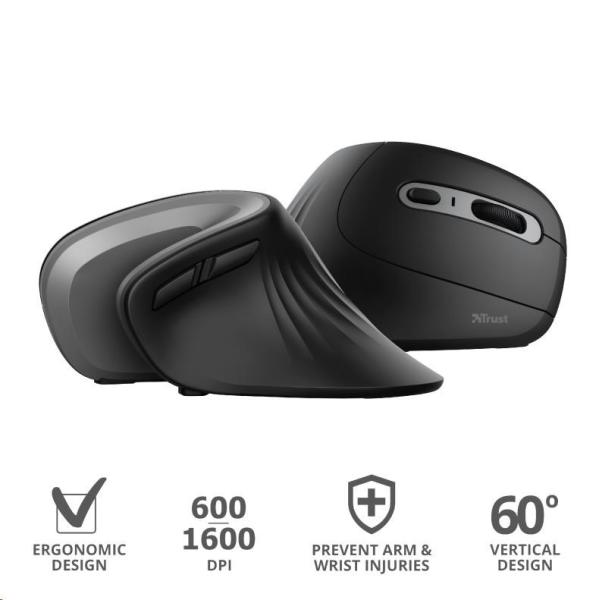 TRUST Verro Bezdrôtová ergonomická myš,  čierna6