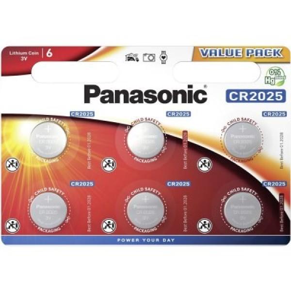 PANASONIC Lithiová baterie (knoflíková) CR-2025EL/ 6BP 3V (Blistr 6ks)