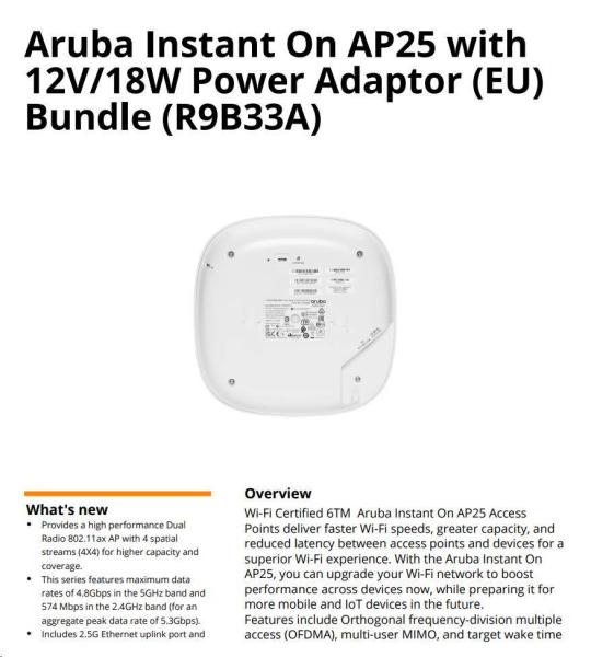 HPE Networking Instant On Access Point Bundle with PSU (EU) AP25 (R9B33A)4
