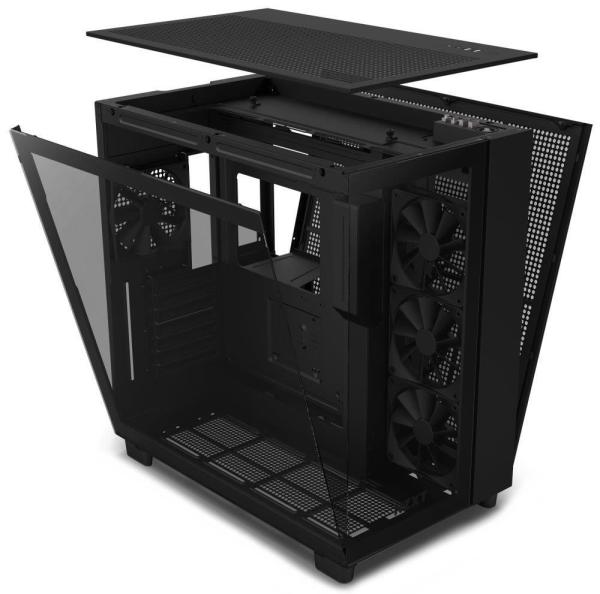 NZXT skříň H9 Flow dvoukomorová ATX /  4x120mm fan /  až 10xfan /  perforovaný top /  proskl. bočnice,  front /  černá3