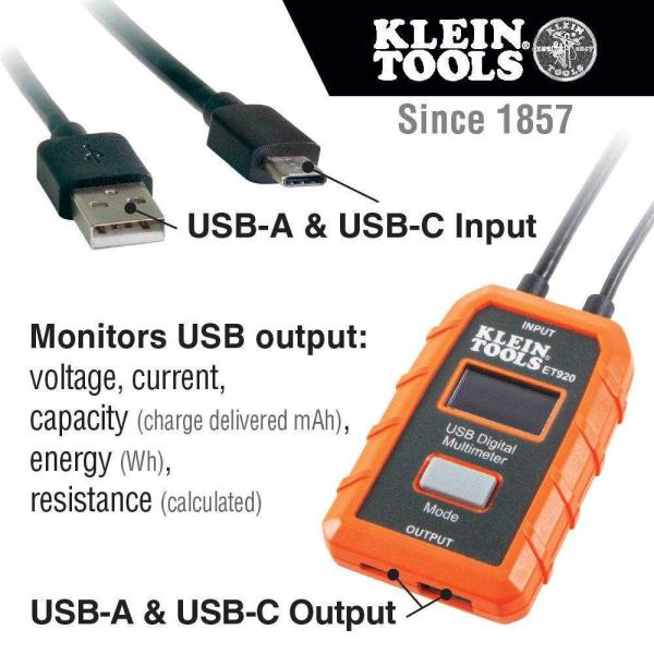 KLEIN TOOLS - USB Digitální měřič,  USB-A a USB-C6